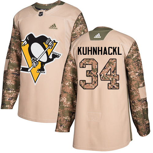 Adidas Penguins #34 Tom Kuhnhackl Camo Authentic Veterans Day Stitched NHL Jersey - Click Image to Close